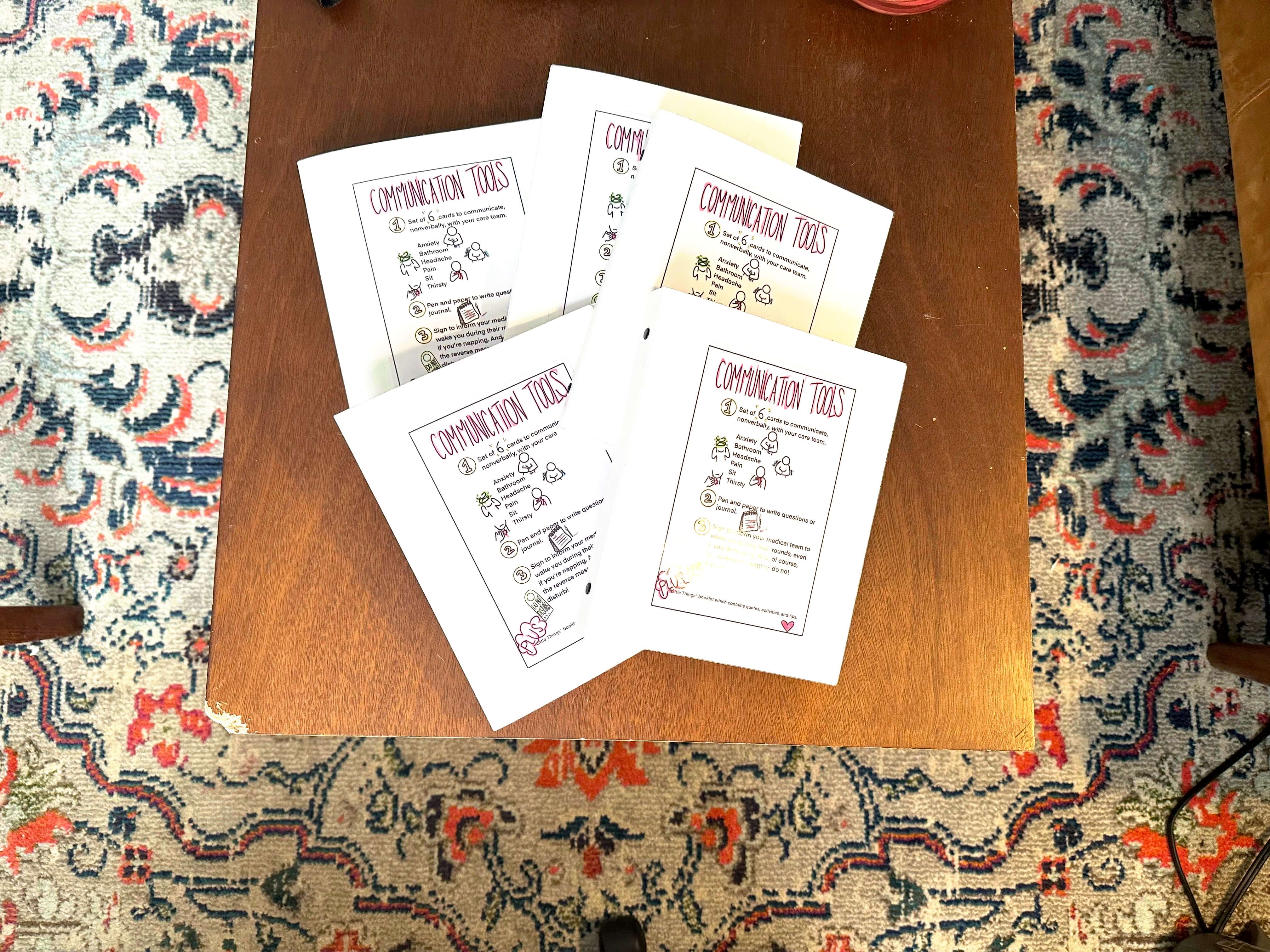 Sample communication binders that contain tools to nonverbally communicate. 